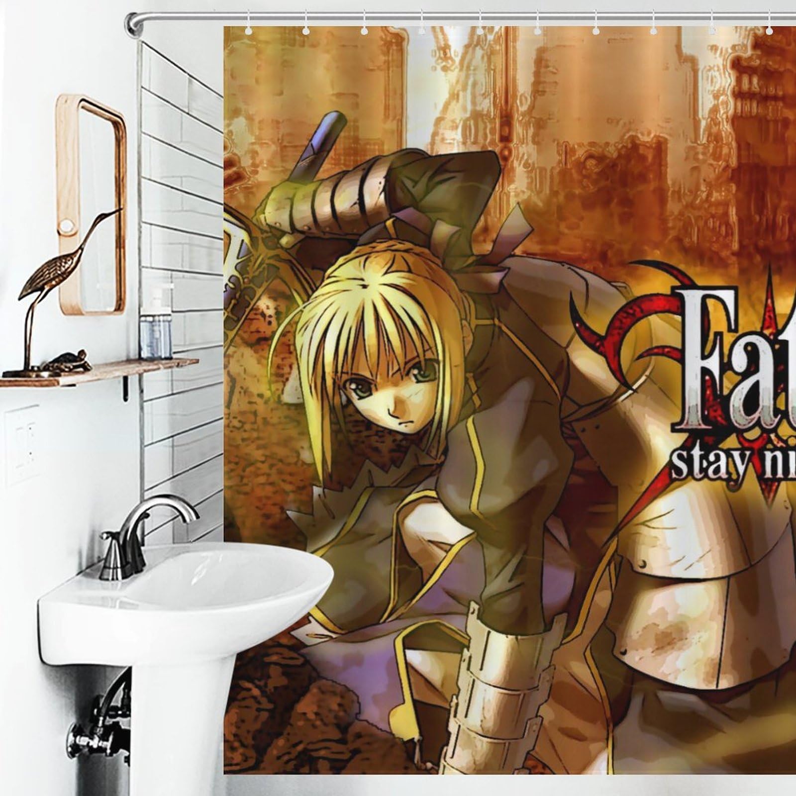 Amazon｜シャワーカーテン Fate Stay Night セイバー 66x72Inch